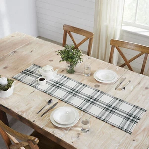 Harper Plaid Green White Runner Fringed 12x48 - Picture 1 of 5