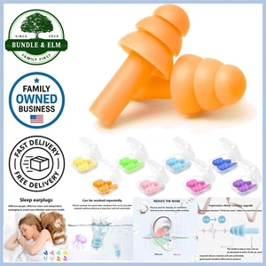 Silicone Earplugs Soft Reusable Noise Cancelling Sleep Swimming Concerts - Picture 1 of 9