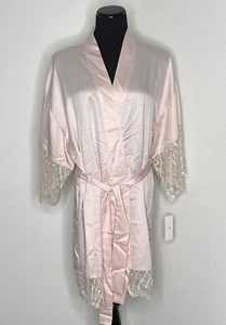 Flora Nikrooz Satin Short Robe Pink Medium NWT - Picture 1 of 6