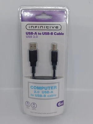 Cable Infinitivo USB-A a USB-B USB 2.0 6 PIES SELLADO NUEVO  Foto 1 de 4