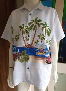 Lowes Hawaiian Style Christmas Shirt Size Medium SANTA SURFING WOODY STYLE CAR - Picture 1 of 8