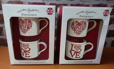 Portmeirion Red Set Of 4 Cups & Saucers By Jan Constantine BNIB  - Image 1 of 4