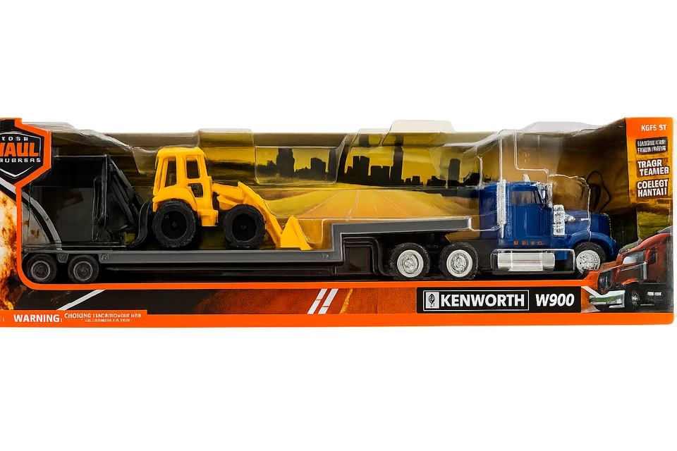 Camion Kenworth W900 con Rimorchio e Ruspa 1:43 Die-Cast Modellino Collezione - Immagine 1 di 3