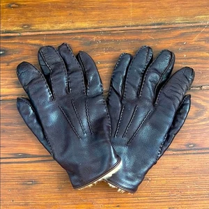 Guantes de hombre vintage de cuero forrados de piel real G. A. Dunn talla L - Imagen 1 de 5