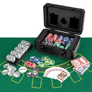 Texas Holdem Poker Chip Set 300 Pieces Chips 2 Deck of Cards & Dealer Button - Picture 1 of 10