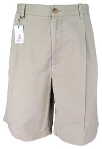 IZOD Mens Light Beige CHINO SHORTS KHAKIS Pleated - Waist 40" - RRP £69 - Picture 1 of 12