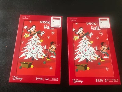 Hallmark Mickey Mouse Disney Holiday Cards New 48 Count Deck The Halls - Image 1 of 3