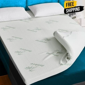 2cm & 4cm Thick Bamboo Memory Foam Mattress Topper Orthopedic Anti Allergic - Picture 1 of 16