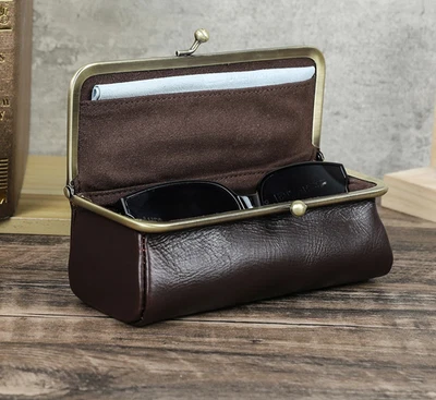 Leather Eye Glasses Bag Eyeglass High Quality Handmade Case Box Protector Pouch - Image 1 of 4