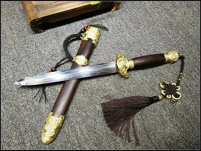 Traditional Folded Steel Damascus Dagger Chinese Knife Jian Double Edge Straight - Image 1 of 4