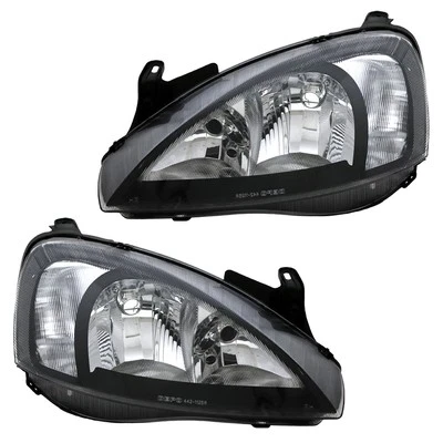 Scheinwerfer Set Klarglas für Opel Corsa C Bj. 2000-2006 Schwarz - Bild 1 von 4