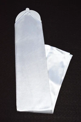 NEW! X-Long WHITE Satin FINGERLESS Nylon GLOVES ~ One Size ~ 18" / STYLE 220 - Image 1 of 4