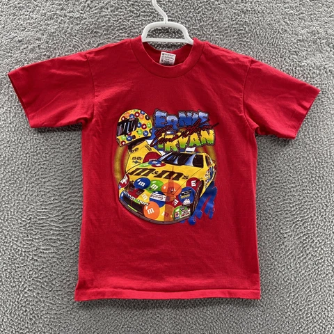 VINTAGE Ernie Irvan Shirt Boys Youth Large Red Racing Graphic Single Stitch 90s Cover