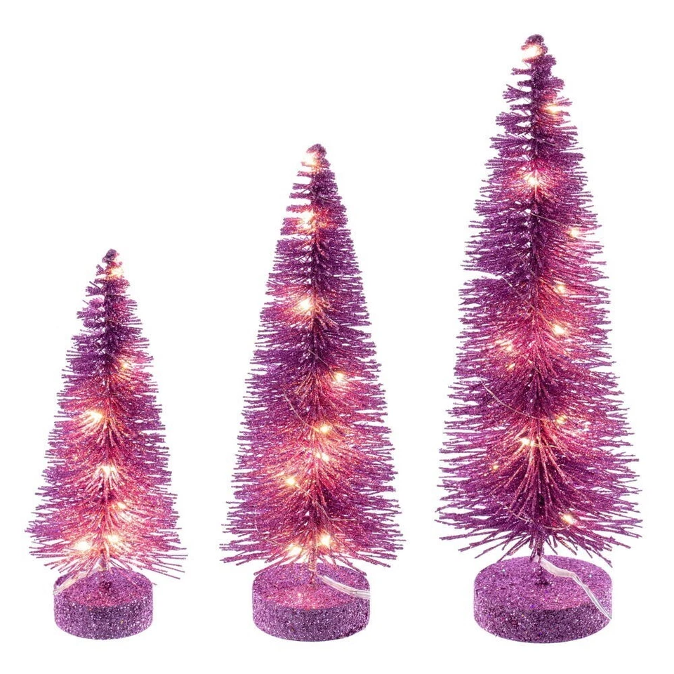 Vickerman 8 x 10 x 12 in. Bottle Brush Tabletop Tree with Clear Light Pink - Image 1 of 1