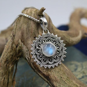 Anhänger Mondstein Silber Sterlingsilber 925 Sonne Kettenanhänger Cabochon Surya