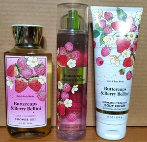 NEW Bath and Body Works BUTTERCUPS BERRY BELLINI Mist Shower Gel Body Cream - Picture 1 of 1