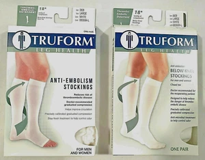 Truform Mens Leg Health Compression Stockings Set of 2 18 mmHg White Lg - Picture 1 of 5