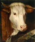 Art oil painting Docile animals cow cattle cowshed with food Hand painted 24x36"