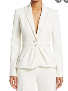 Brandon Maxwell Ivory Front Zip Twill Suit Jacket Blazer Size 10 - Picture 1 of 10