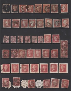 GB QV 1840 Lot 2 x 1d Penny Black, Penny Red Maltese Cross MX and Numerals x 46 - Picture 1 of 3