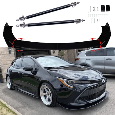 For Toyota Corolla 01-21 Front Bumper Lip Spoiler Splitter Body+Kit Strut Rods - Изображение 1 из 4
