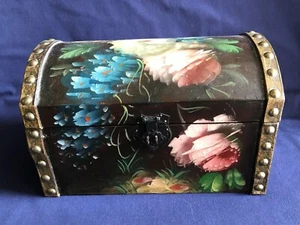 Vintage Look Jewelry Box Chest Floral Removable Compartment for Rings, Earrings - Picture 1 of 6