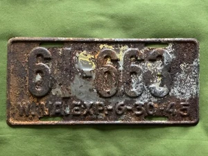 Vintage 1945 West Virginia Auto License Plate Fair Expired WW2 61-663 Auto Rustic - Bild 1 von 2