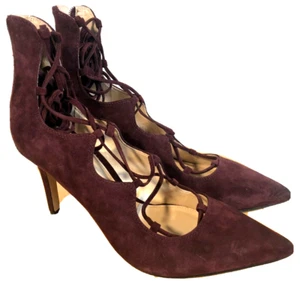 Vince Camuto 9.5 Med. Barsha Lace Up Wine Suede Leather Heels - Picture 1 of 5