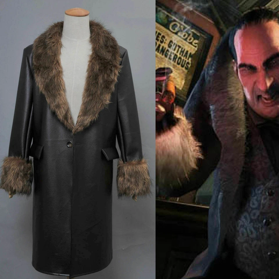 Batman Arkham Origins Pingüino Plisado Cuello Piel Abrigo Juegos con disfraces Disfraz Halloween Foto 1 de 4