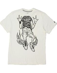 NIKE Mens Regular Fit Graphic T-Shirt Top Large White Cotton UB05