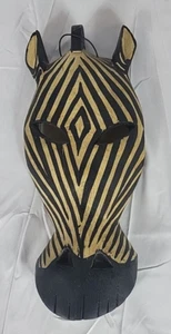 HAND CARVED WOOD ZEBRA HEAD, Vintage, Made In Kenya, Wall Art - Picture 1 of 5