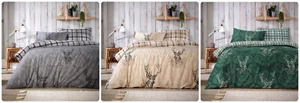 Highland Stag Prints Teddy Duvet Set Cosy Warm Modern Bedding Single Double King - Picture 1 of 4