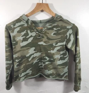 Justice Camo Cropped Tie Hoodie, Girls Size 6/7 - Picture 1 of 8