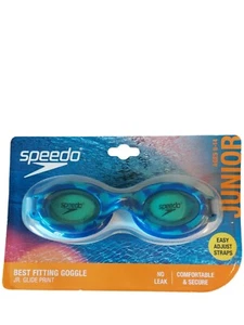 Speedo JR Glide Print Goggles Blues No Leak Anti Fog UV Protection Ages 6-14 - Picture 1 of 2