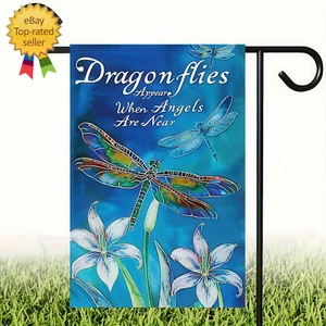 Spring Dragonfly Garden Flag Flower Yard Flag for outside 12 X 18 Inch Double Si - Picture 1 of 12