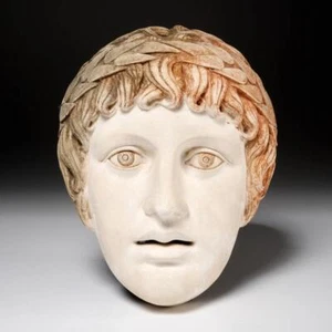 Apollo Greek God White Plaster Neoclassical Wall Hanging Head Face Mask 10"h - Picture 1 of 4