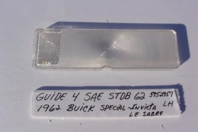 1962 Buick Special LeSabre Inner Light Lens Guide 4 SAE STDB 62 LH Clear Foto 1 de 2