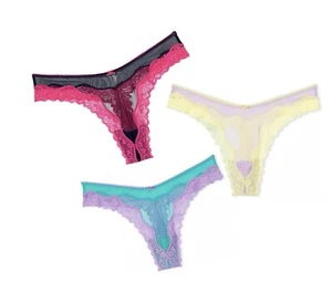 3 Pc Victoria’s Secret Tease Thong Mesh Panty, Size M New Lot - Picture 1 of 2