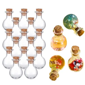 10pcs Small Mini Glass Bottles with Wooden Cork-Tiny Wishing Vials for Art Craft - Picture 1 of 9
