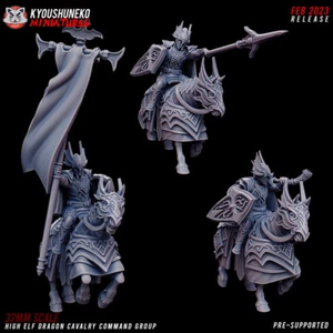Grupo de Comando de Caballería Dragón Elfo Kyoushuneko Miniatures Nippon x3 Elfo - 30 mm - Imagen 1 de 1