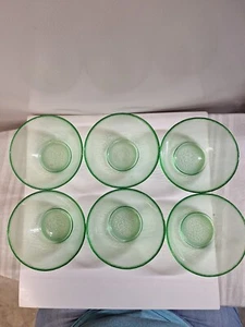 Green GLASS TEXTURED HEAVY ROUND Bowls 5 1/2 Diameter X 2 1/2" High (Set Of 6) - Picture 1 of 7