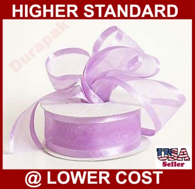 7/8" 25 YD Light Orchid OrganzaRibbon Stripe Satin Edge - Image 1 of 2