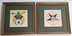 Par de artesanías completas de punto de cruz Shriner Eastern Star Masonic - Imagen 1 de 5