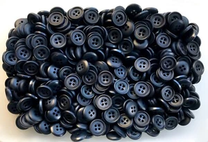 Small 16mm 26L Dark Navy Blue Satin 4 Hole Craft Jacket Button Buttons (Y202) - Picture 1 of 1