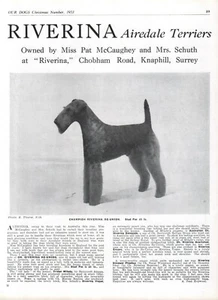 AIREDALE TERRIER HUNDESRASSE ZWINGER WERBE DRUCK SEITE UNSER HUND 1953 RIVERINA ZWINGER - Bild 1 von 1