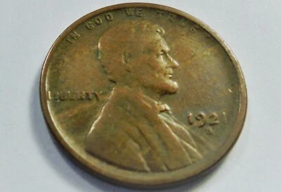 1921 S  WHEAT CENT,  OBV,,&  REV  LAMINATION)  ERROR COIN , #RRR21S - Image 1 of 4