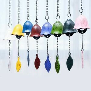 1X Cast Iron Wind Chime Metal Leaf Small Bell Home Hanging Ornament Gift Retro
