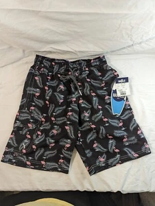 New Hanalei Bay Boys Small 8 Swim Trunks Board Shorts Flamingo Palm Swimwear Nwt - Picture 1 of 11