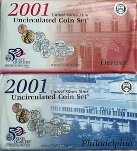 2001 Philadelphia & Denver US Mint Uncirculated Coin Sets W COAs *20 Coins 1 - Picture 1 of 1