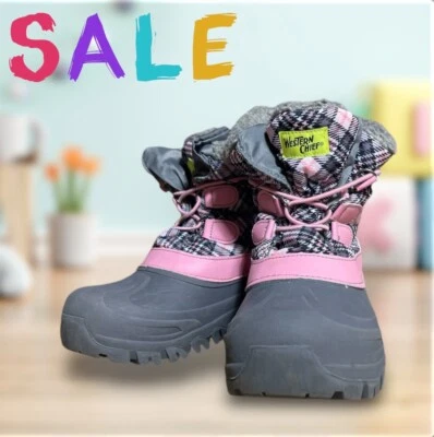 Девочек снег ботинки розовый клетку Western Chiefs чрезвычайно теплый и изолированный. Размер 4 - Изображение 1 из 4